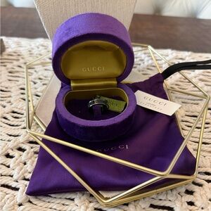 Gucci 18k White Gold And Corundum Icon Band Ring - Size 6.25 - New With Tags